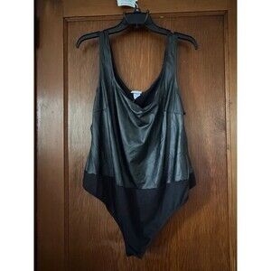 Rue 21 One Piece Leotard Shirt Black Lightweight Snap Bottom Short Sleeve Top